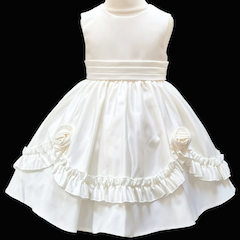 Girls Ivory Frilly Rose Dress